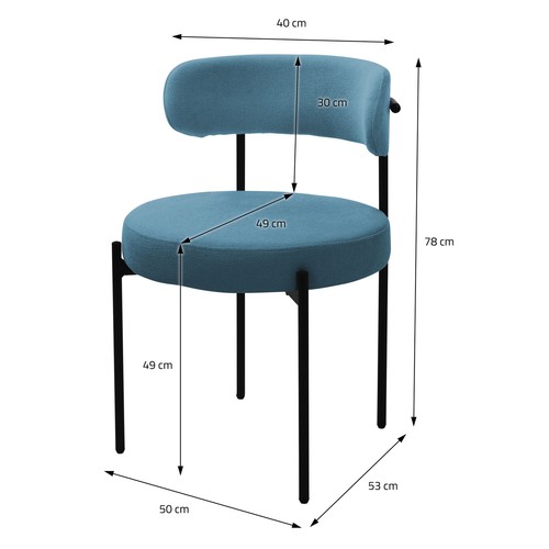 Set 2x sillas de comedor tejido teddy azul de terciopelo ergonómico moderno - Imagen 6 de 7