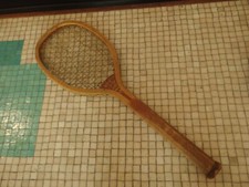 Antique 1900's Wright Ditson Elongated PARK Tennis Racket w/ Gut Strings