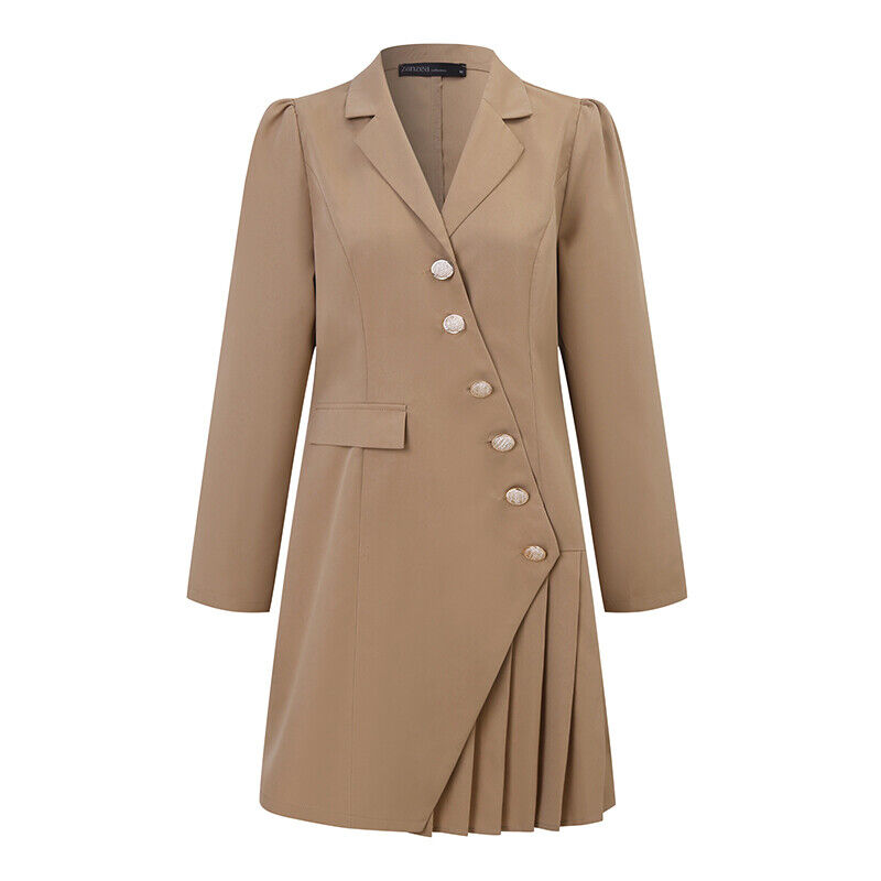 UK Womens Long Blazer Suit Jacket Mini Dress Irregular Hem Coat Office ...