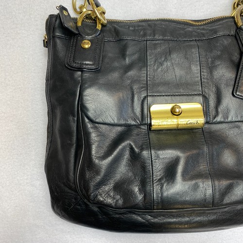 Coach Kristin Shoulder Bag Ed Buckle Pocket Expandable Satchel Black Y2K - Picture 4 of 19