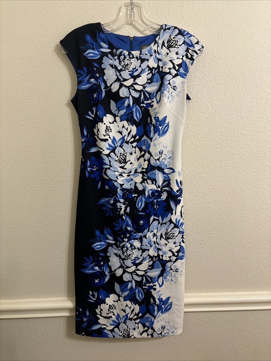 Vince Camuto, Blue Pencil Dress, Knee Length, Size