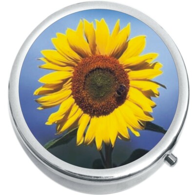 Sunflower  Medicine Vitamin Compact Pill Box