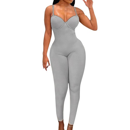Women's Jumpsuit Summer Bodycon Spaghetti Strap Romper Long Pant Club Outfits - Picture 23 of 33