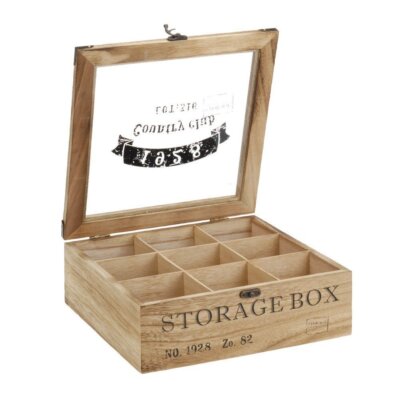 ToCi Teebox Holz 9 Fächer Teekiste Teedose Teebeutelbox Tee Dose Box Retro