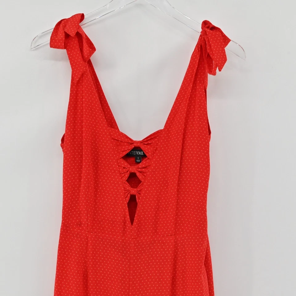 INTERMIX Mono Mujer Talla 2 Seda Brigette Lunares Rojo Pierna Ancha Recortado Foto 3 de 4