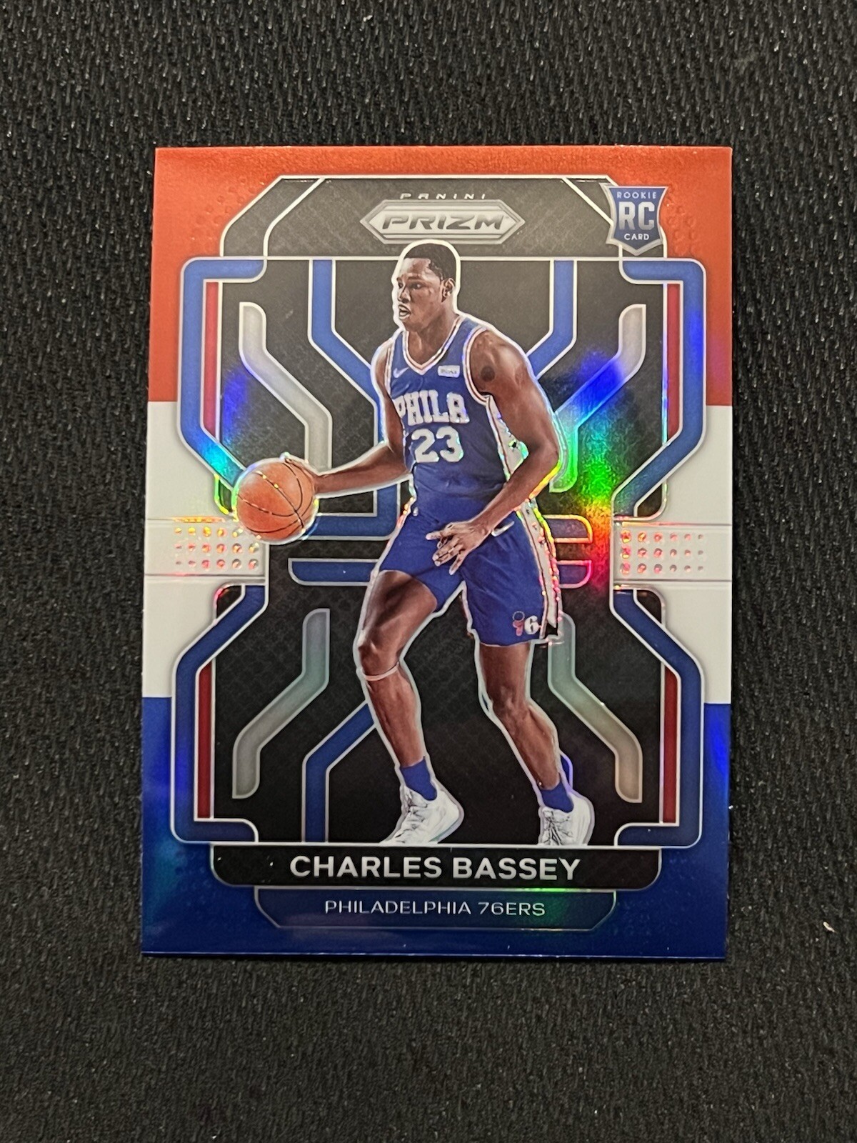 CHARLES BASSEY 2021-22 PANINI PRIZM BASKETBALL RED WHITE BLUE RC HOLO RWB #304