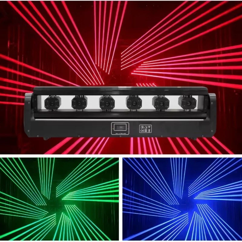 6 Eyes RGB Laser Moving Head Bar 6x500mw Pixel Beam Effect Lazer DJ Club Light - Image 4 of 4