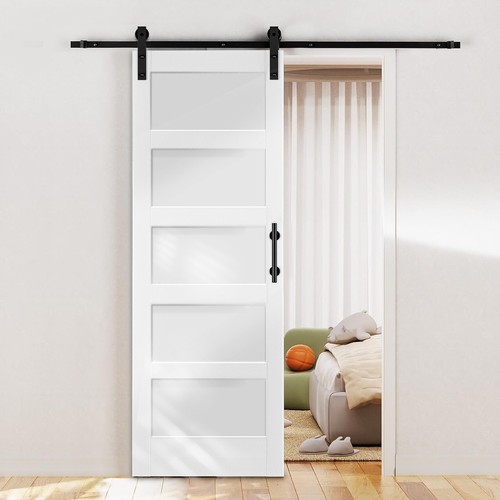 Barn Door and Hardware Kit 30" x 84" Wood and Glass Sliding Barn Door Kit - Picture 5 of 7