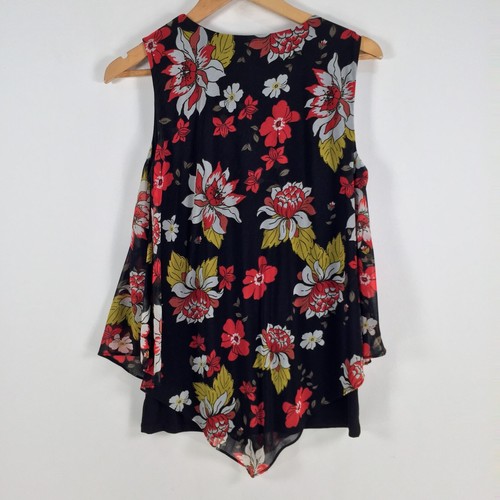 Top sin mangas para mujer Alfani talla S negro floral cuello redondo 052575 - Imagen 5 de 8