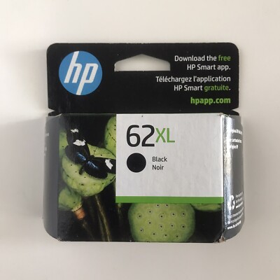 2023 Genuine HP 62XL Black Ink Cartridge C2P05AN High Yield Sealed OEM Box