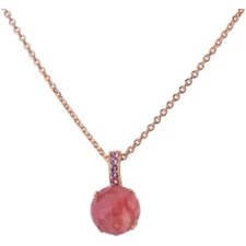 Mariana Roxanne Gold Pendant Necklace Rose Mineral Stone with Lt Rose M63223 NWT