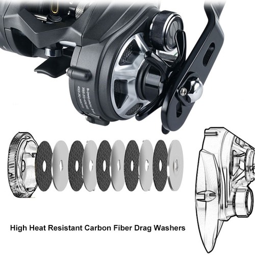 Carrete de pesca Baitcasting serie 300 marco de aluminio para mano derecha 6,1:1 cebo clicker - Imagen 3 de 12