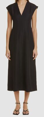 $970 Fabiana Filippi Women's Black Linen Cap-Sleeve V-neck Midi Dress Size 40 | eBay $970 Fabiana Filippi Women's Black Linen Cap-Sleeve V-neck Midi Dress Size 40 | eBay