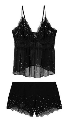 victoria's secret stretch lace & chiffon cami set