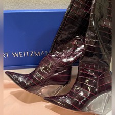Stuart Weitzman Lucite 100 Wedge Boot Brand New Size 7 In Plum