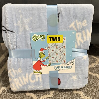 How The Grinch Stole Christmas Twin Size Blue Plush Blanket