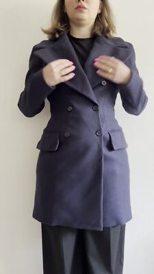 Alexander McQueen Women's Navy Wool Cashmere Coat Double-Breasted