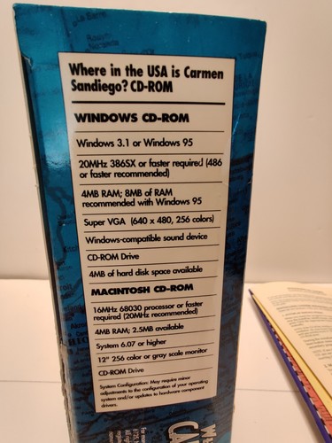 CARMEN SANDIEGO -WHERE IN THE USA (Broderbund 1992) ages 9+ CD-ROM MAC ~BOX - Picture 12 of 13