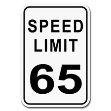 Speed Limit 65 - 8" x 12" Aluminum Sign - Street Sign, Road Sign, Transportation