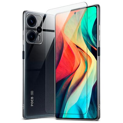 Handy Hülle für Xiaomi Poco F5 Silikon Case Schutz Cover Bumper mit Panzerfolie