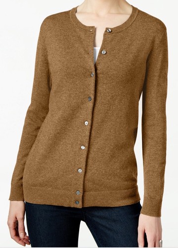 NEW! Karen Scott Cardigan Crew Neckline Suede Size L - Picture 2 of 5