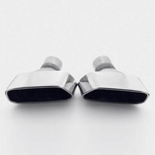 Pair Polished Stainless Steel 2.5 In Exhaust Tips 6.89x3.5 Out Rolled 7.75 L Pair Polished Stainless Steel 2.5 In Exhaust Tips 6.89x3.5 Out Rolled 7.75 L