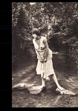 Vintage Photo Postcard - French Lady Posing  Outdoors- Risque, Lingerie, 11