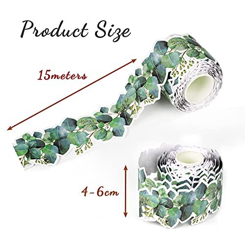 49ft Eucalyptus Die-Cut Border Trim Bulletin Board Classroom Border Trim 1 Roll - Afbeelding 6 van 7