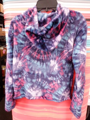 GIRLS LARGE 10/12 SO BRAND TIE DYE MULTI PLUSH SOFT FLEECE HOODIE NEW #22475 - Picture 2 of 2