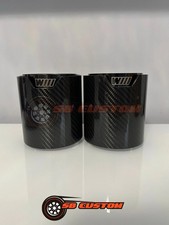 2 BMW BLACK WHITE CARBON EXHAUST TIPS 4” UNIVERSAL 140i,240,340,440,135,235,335