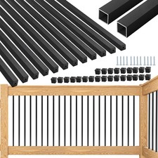 32" Aluminum Deck Balusters 51-Pack, Square Metal Spindles for Railing  Stairs