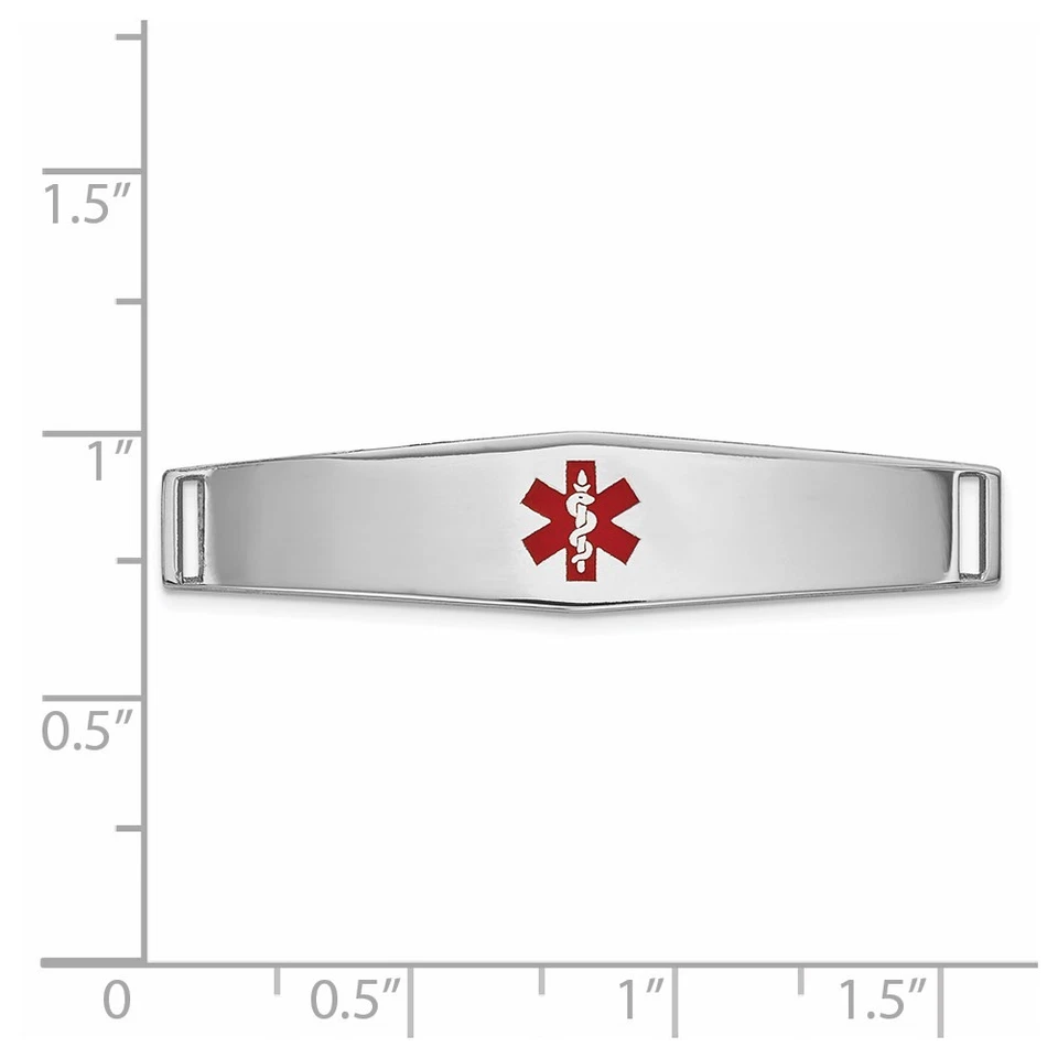 Oro Blanco 14K 36x9mm Rojo Epoxi Esmaltado Suave Forma Diamante Médico Foto 2 de 2