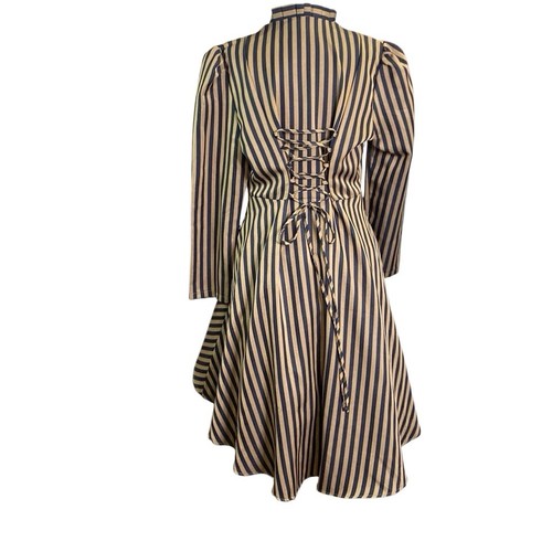 Giacca gotica con corsetto a righe dietro | Cappotto blazer vittoriano XL Witchcore Steampunk - Foto 3 di 7
