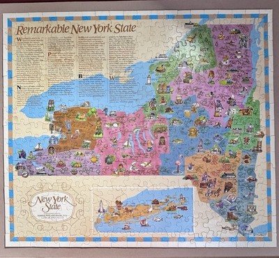 Remarkable New York State Map Puzzle 300 Piece Marine Midland Bank 1981 Complete