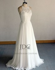 Beach Halter Neck Floral Lace Wedding Dress Wedding Custom Made 32-60 Summer