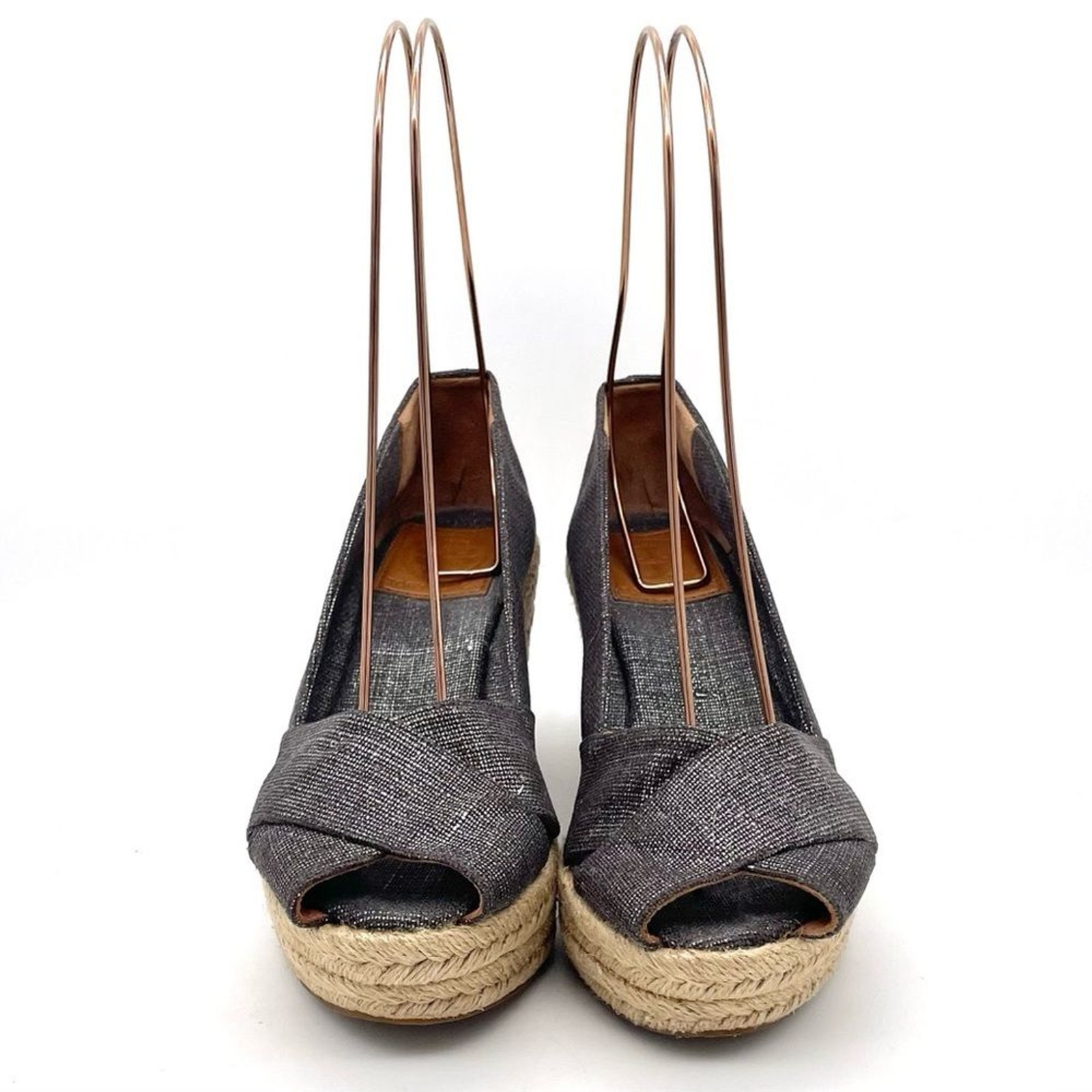 Tory Burch Filipa Espadrille Wedge Heel in Shimmer Pewter Linen Women’s Size 5.5 thumbnail 12