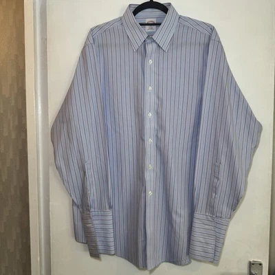 Brooks Brothers 346 Shirt Men’s 16-34 Blue Purple Stripe Non Iron Cotton Regular - Image 1 of 4