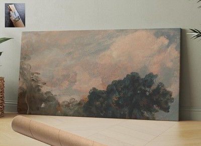 Himmel Wolken John Constable Bäume LEINWAND WANDBILD 34x18 Zoll