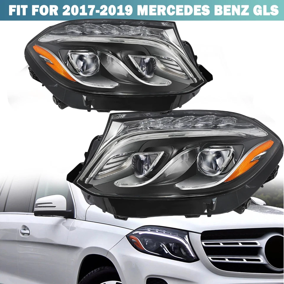 右/左侧 LED 车头灯适用于梅赛德斯-奔驰 GLS 450 2017-2019 全新 — 第 3/4 张图片
