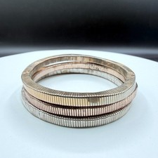 Tri Tone Stretch Expansion Bangle Bracelet Set of 3 Rose Gold & Silver Tone