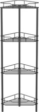 4 Tier Floor Standing Corner Shower Caddy Organizer Shelf with Hooks, Bathroom