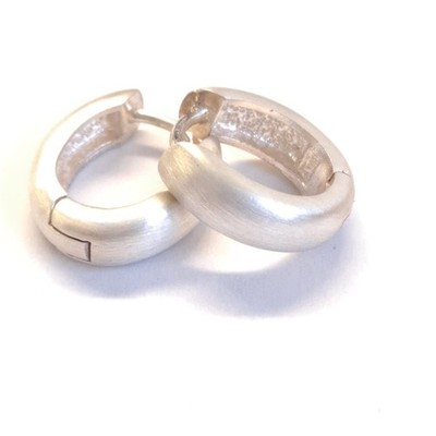 925 echt Silber Klapp Creolen Kreolen ovale Damen Ohrringe glanz matt 15 mm