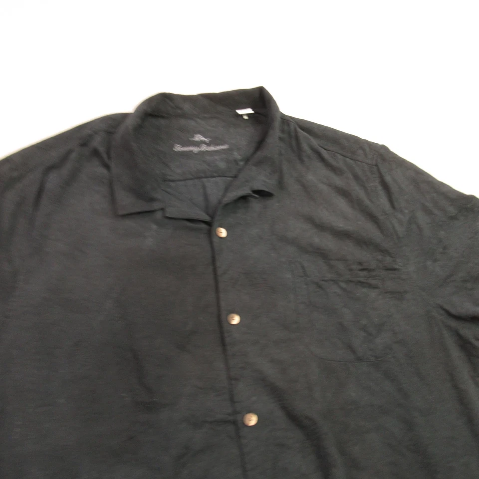 Camisa Tommy Bahama Para Hombres 3XL Seda Manga Corta Botón Delantero Ligera Negra Foto 2 de 4