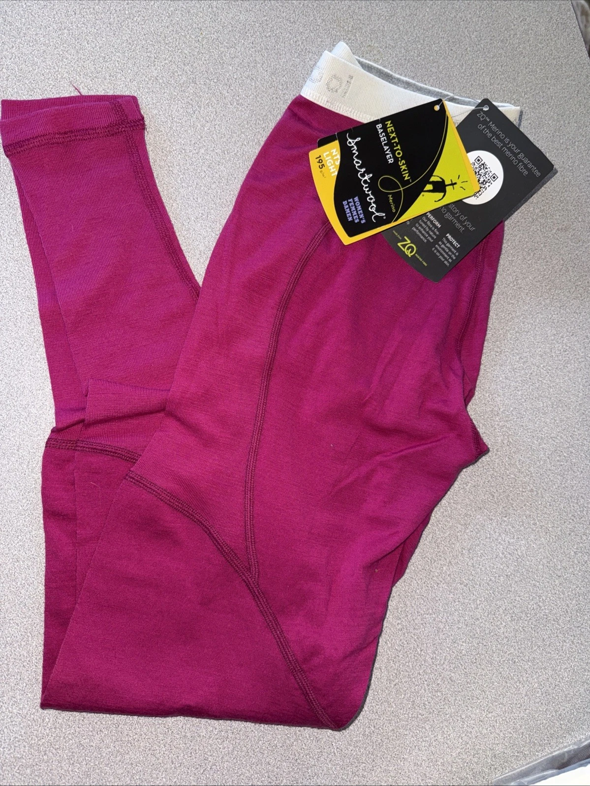 Smartwool Pants Womens XS Berry Stretch Waist Merino Wool Base Layer Bottoms 195