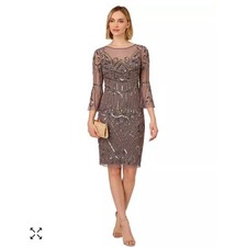 Adrianna Papell SIZE 16-NEW Bell Sleeve Deco Beaded Dress