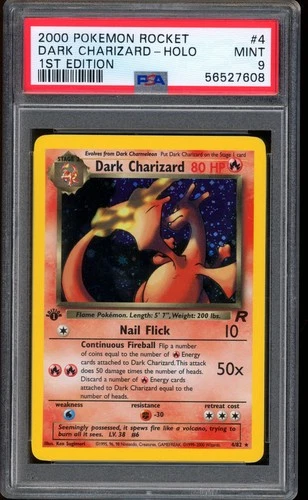 2000 Pokemon 1st Edition Dark Charizard Team Rocket Rare Holo #4 PSA 9 MINT