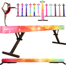 8 Ft Gymnastic Balance Beam with Adjustable Height From7 Inch to 22 Inch for Kid