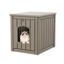 30 Gallon Outdoor Cat House, Weatherproof Cat 23.62"D 18.46"W 21.42"H Gray