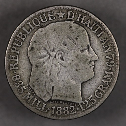 1882 Haiti Silver 50 Centimes