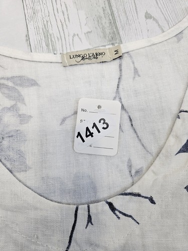 Lungo L'arno Made In Italy Linen Top Womens Medium Ruffle Sleeves Coastal Boho - Picture 8 of 8